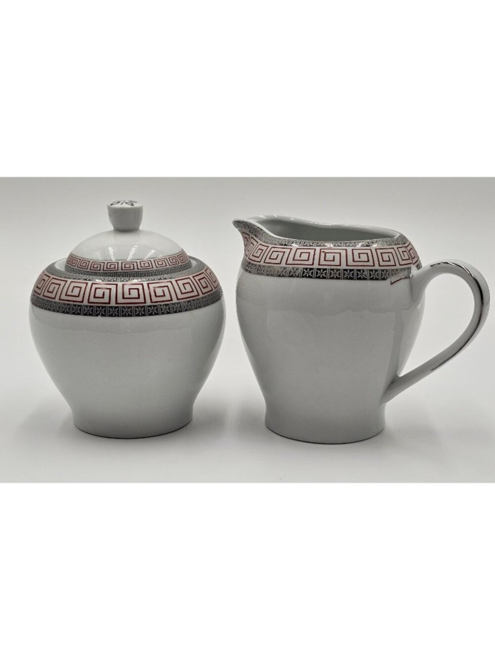 VTG Royal Pars, Inc Porcelain Creamer & Sugar Bowl Set Greek Inspired Design